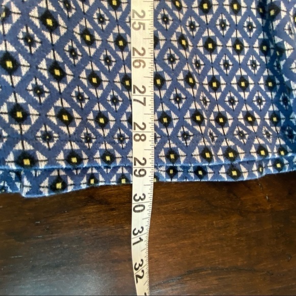 TOPSHOP Fit & Flare Skater Blue Knit Dress with Geometric Tile Print - Picture 14 of 14